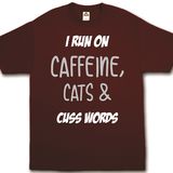 Caffeine, Cats & Cusswords (Round Neck)